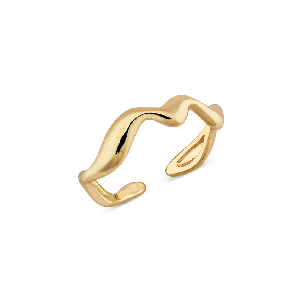 Over & Over Gold Stainless Steel Open Band Wave Ring
