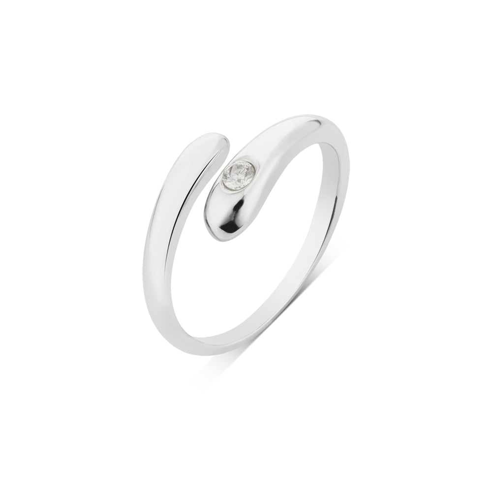 Over & Over Silver Stainless Steel Open Band Twist Ring