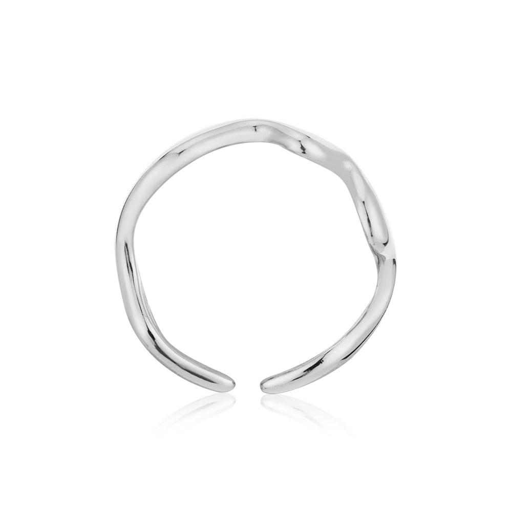 Over & Over Silver Stainless Steel Open Band Wave Ring