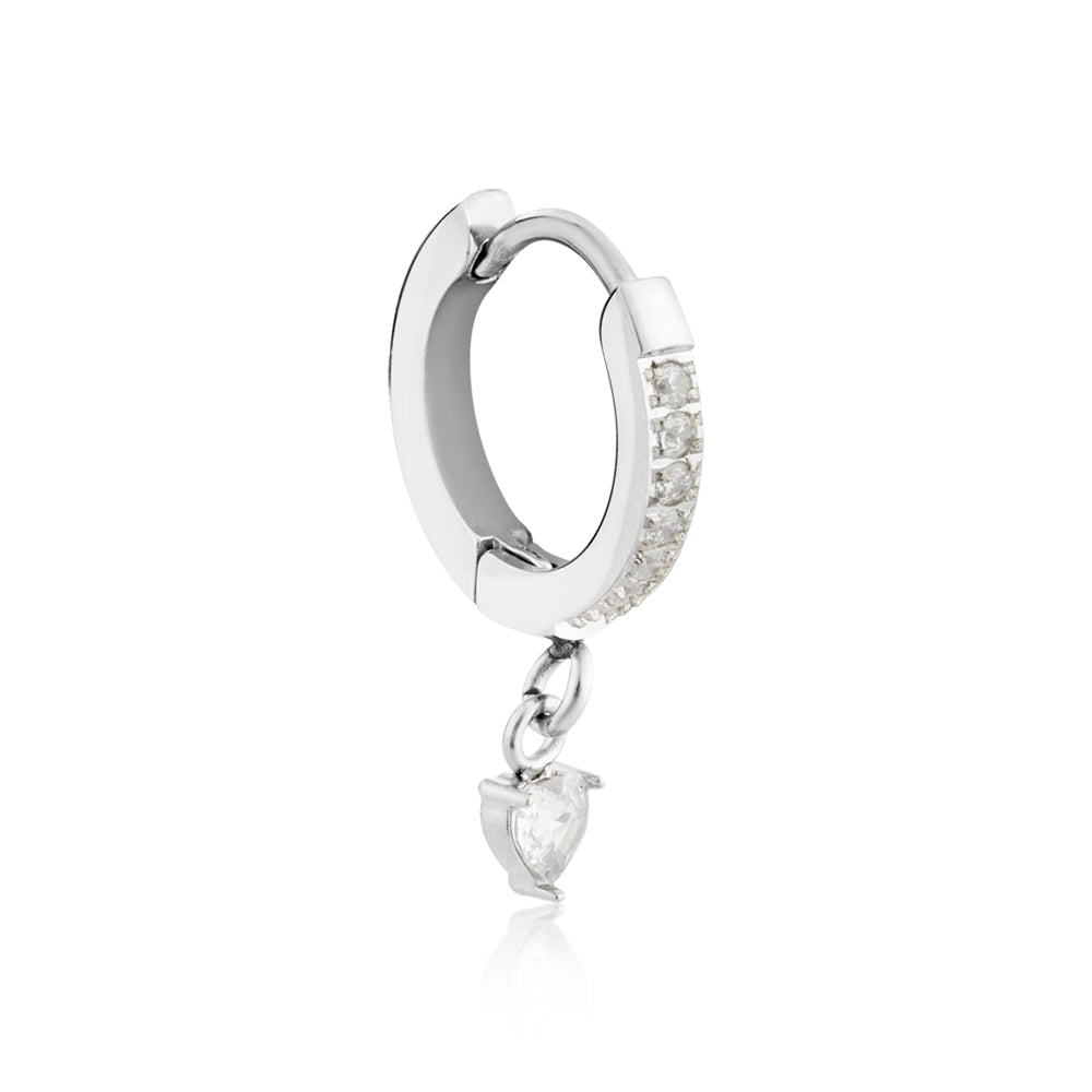 Over & Over Silver Stainless Steel Crystal Heart Huggie Earrings