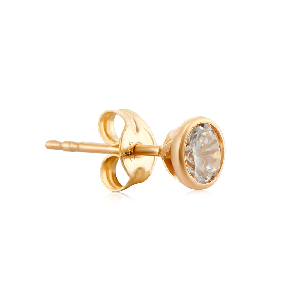 Argento 9ct Solid Gold 4mm Crystal Studs
