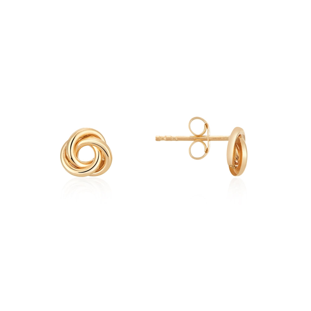 Argento 9ct Solid Gold 6mm Knot Stud Earrings