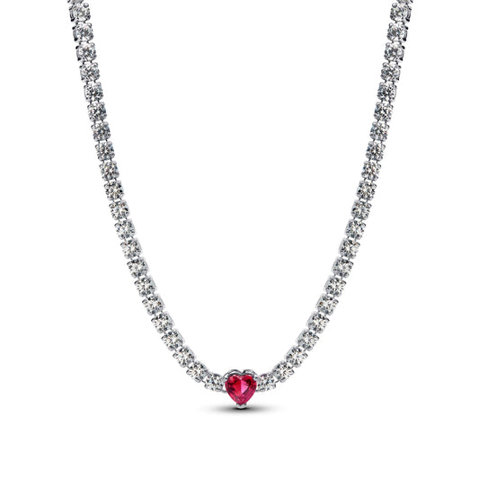 Pandora Silver Halo Heart Pendant Choker