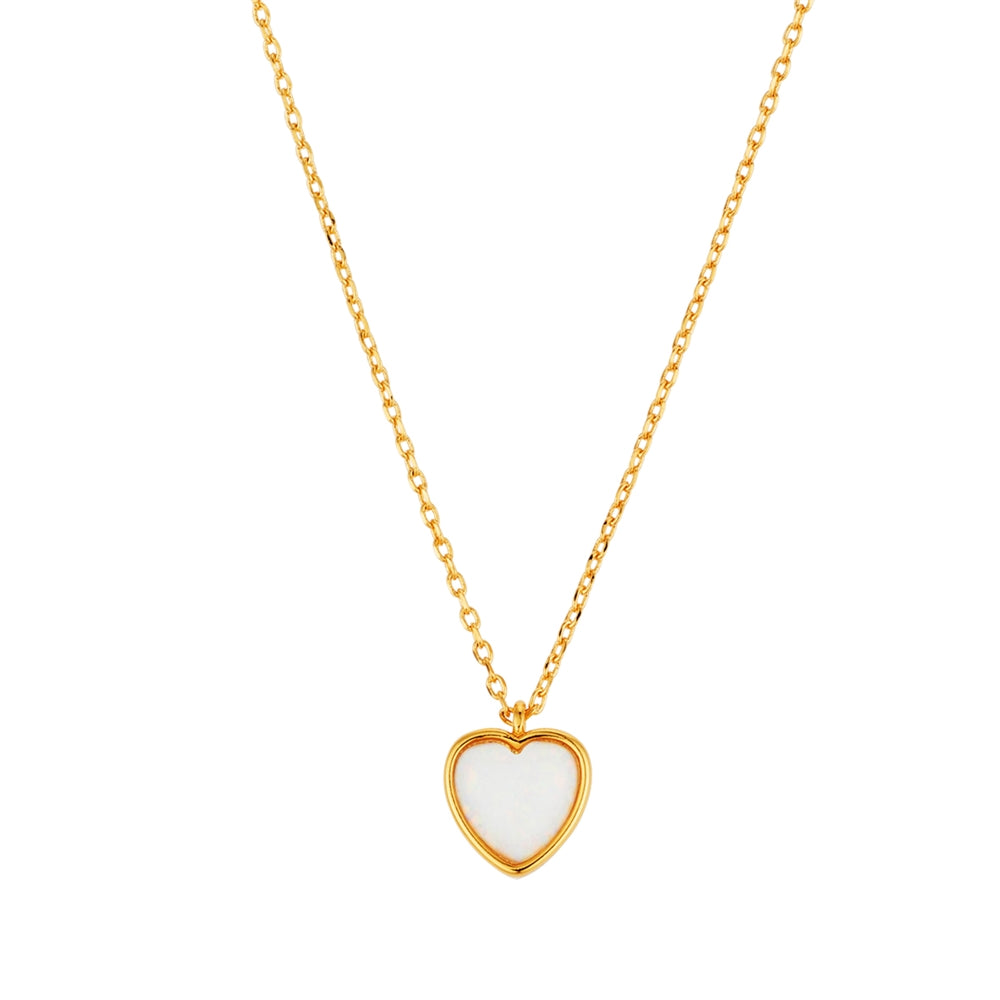 August Woods Gold Opal Stone Heart Necklace