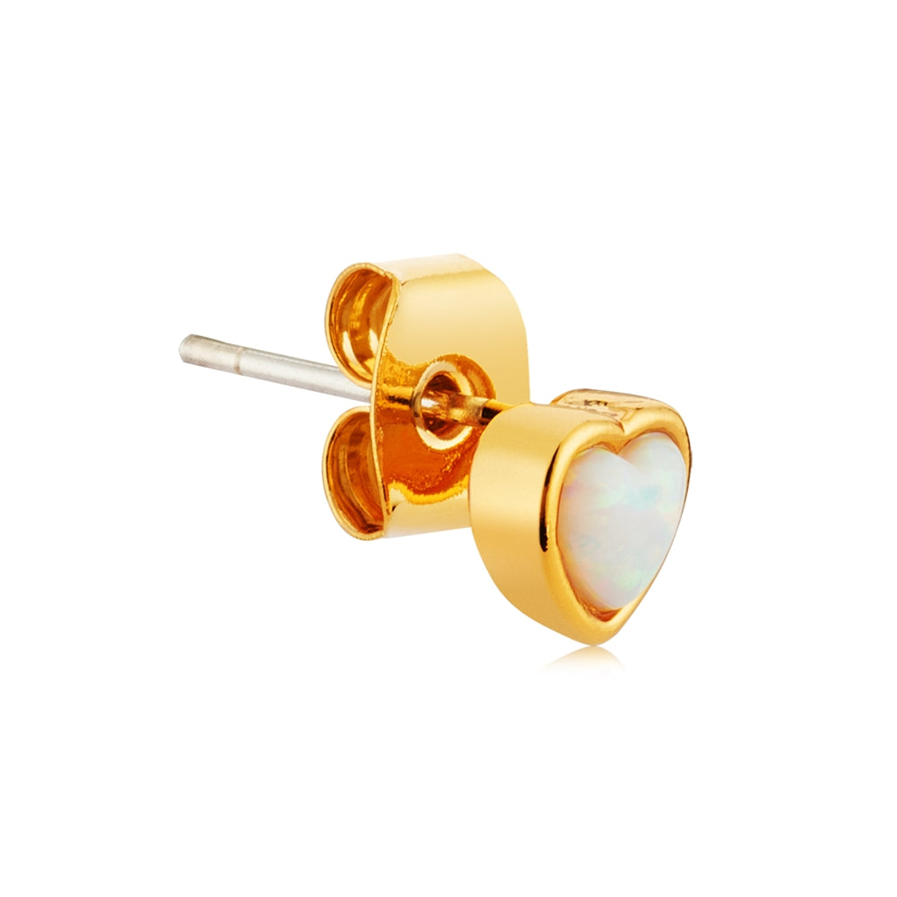 August Woods Gold Petite Opal Heart Earrings