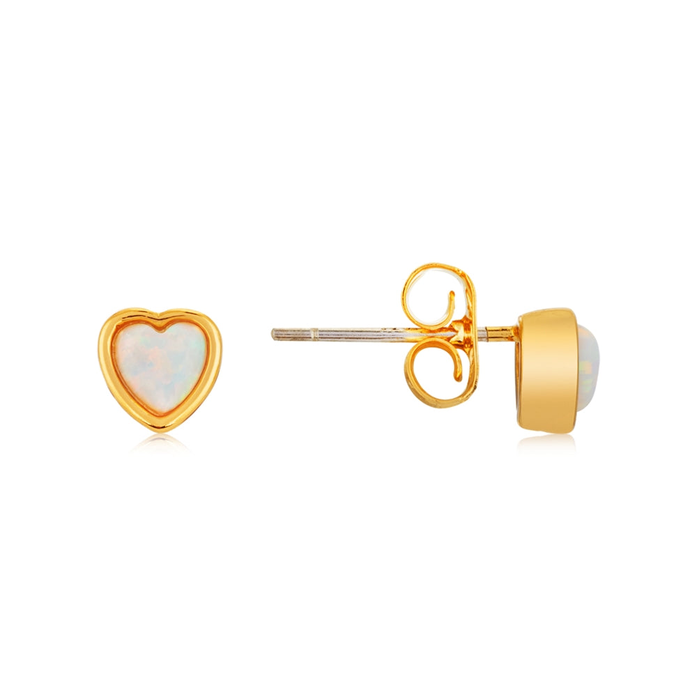 August Woods Gold Petite Opal Heart Earrings