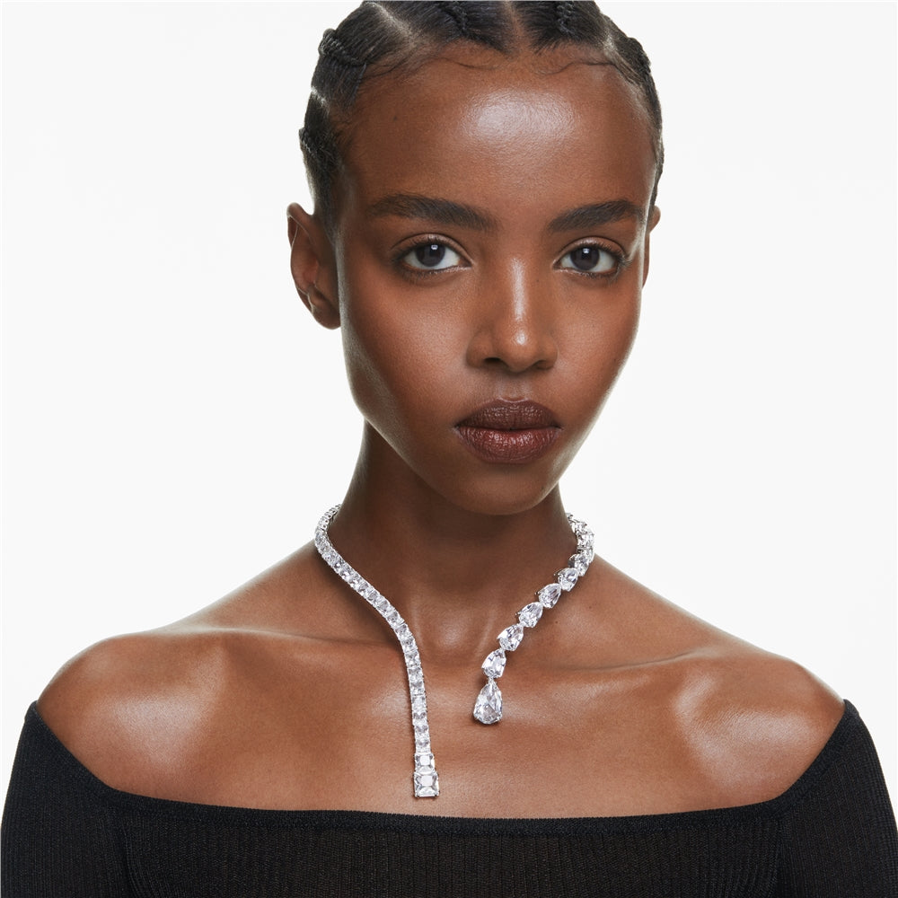 Swarovski Matrix Mixed Cuts Open Rhodium Statement Necklace