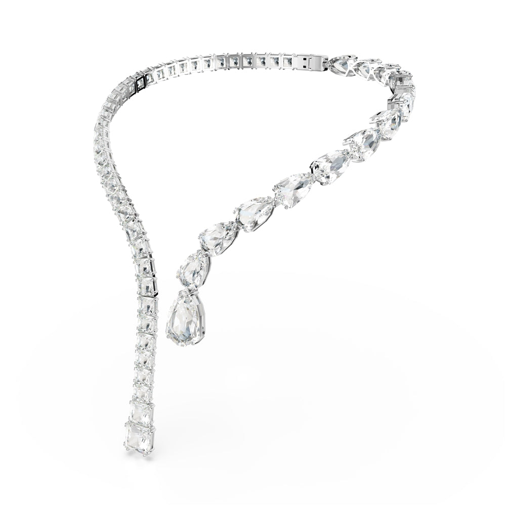 Swarovski Matrix Mixed Cuts Open Rhodium Statement Necklace
