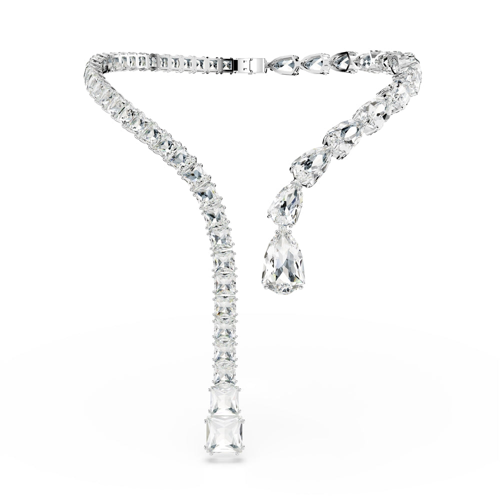 Swarovski Matrix Mixed Cuts Open Rhodium Statement Necklace
