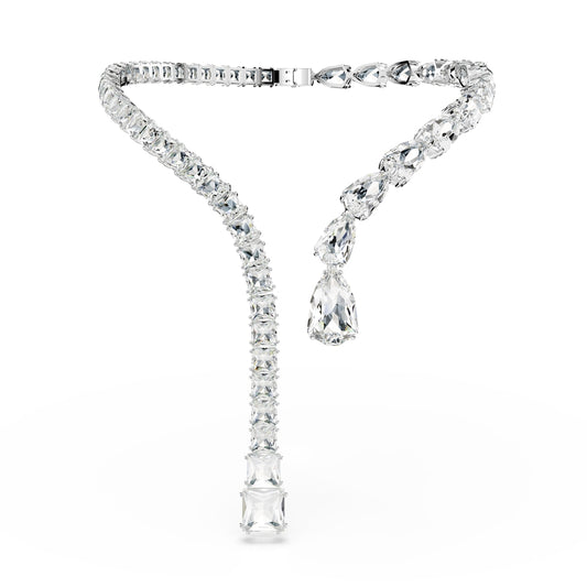 Swarovski Matrix Mixed Cuts Open Rhodium Statement Necklace