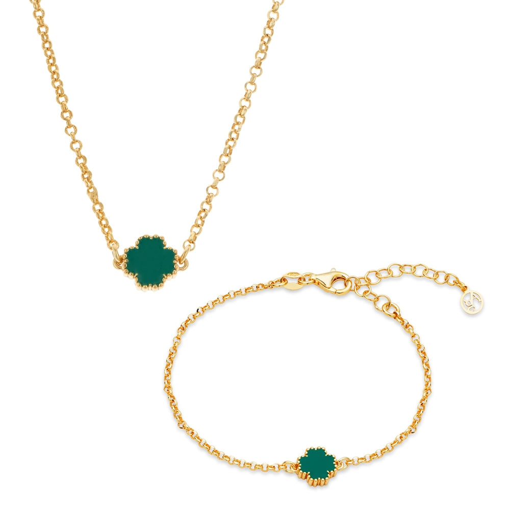 Argento Gold and Green Clover Set