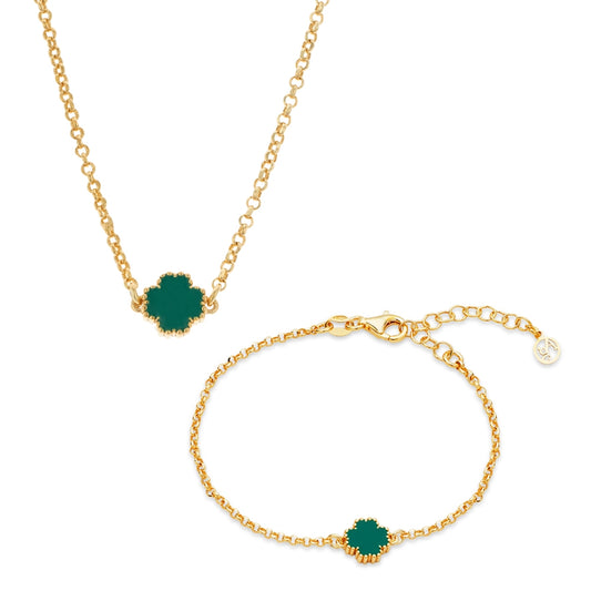Argento Gold and Green Clover Set