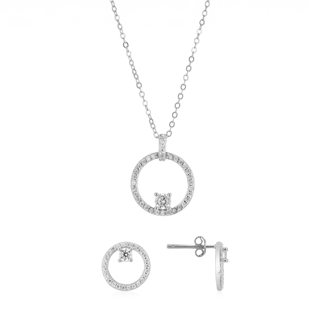 Argento Silver Open Circle Crystal Gift Set