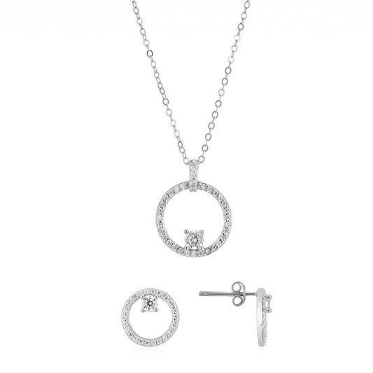 Argento Silver Open Circle Crystal Gift Set