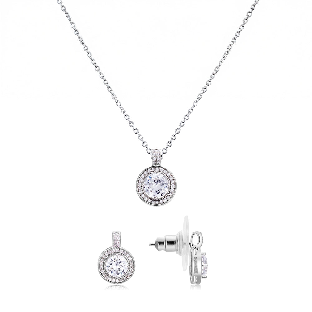 Silver Crystal Halo Set