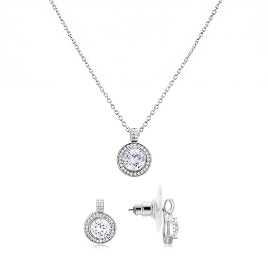 Silver Crystal Halo Set