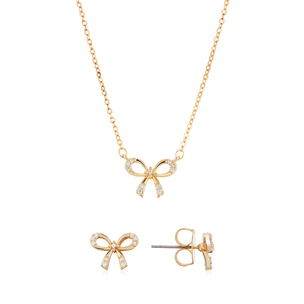 Gold Classic Crystal Bow Set