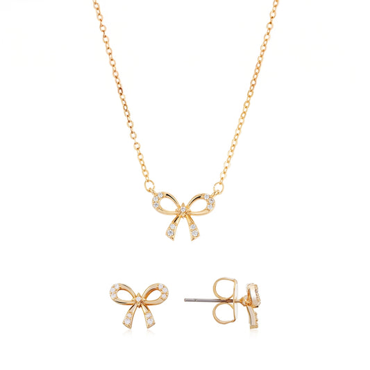 Gold Classic Crystal Bow Set