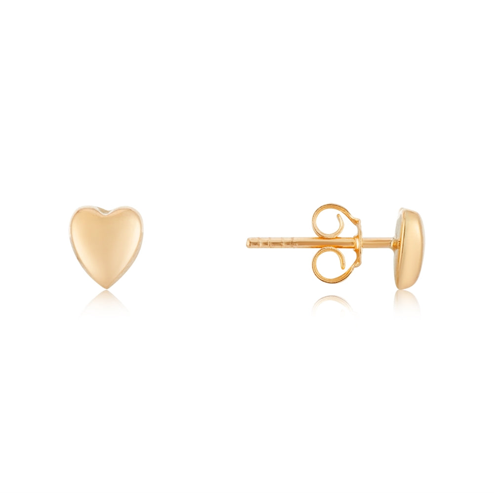 Argento 9ct Solid Gold 4mm Heart Stud Earrings