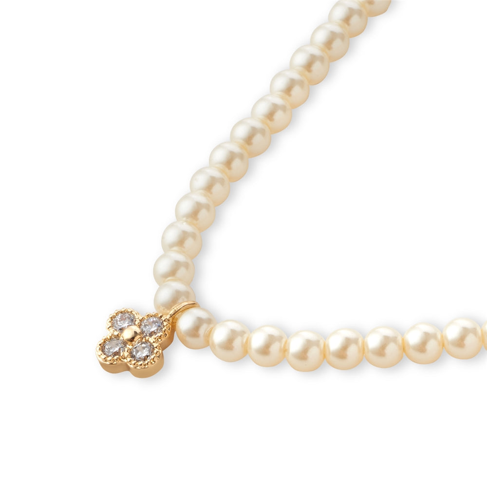 August Woods Gold Clover Pearl Necklace