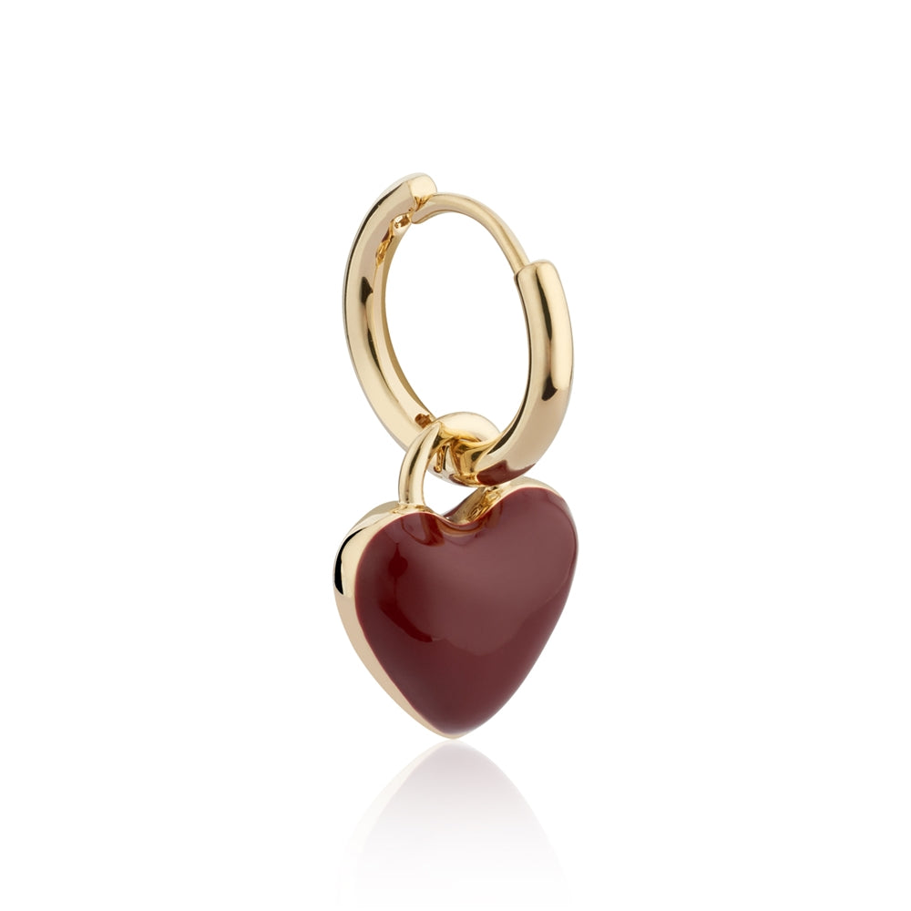 August Woods Gold Burgundy Puffy Heart Earrings
