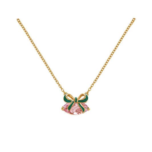 Amelia Scott Gold Amelia Bow Green Pink Necklace