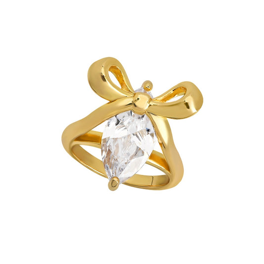 Amelia Scott Gold Amelia Bow Crystal Ring