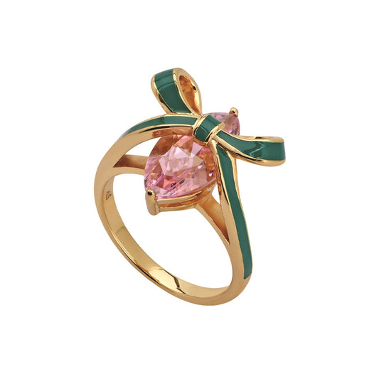 Amelia Scott Gold Amelia Bow Green Pink Ring