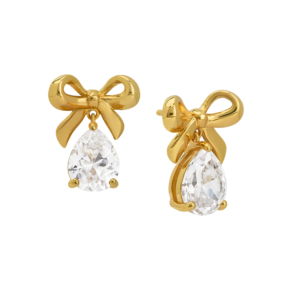 Amelia Scott Gold Amelia Bow Teardrop Crystal Drop Earrings