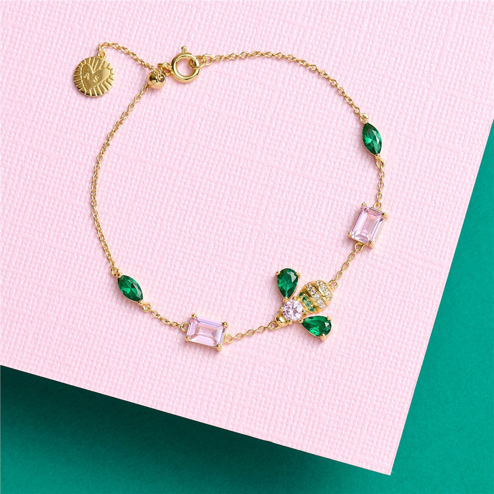 Amelia Scott Gold Beatrice Bee Green Pink Bracelet