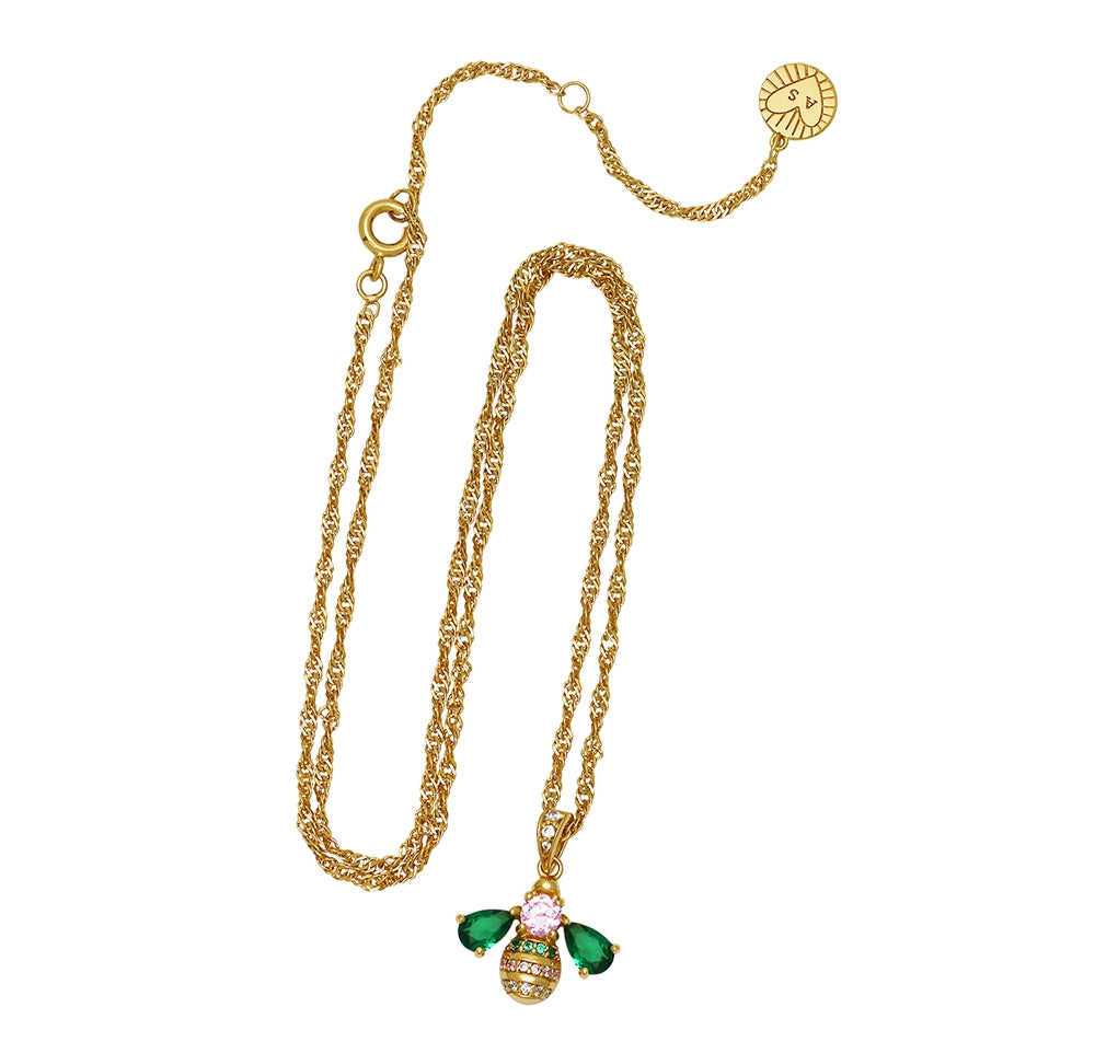 Amelia Scott Gold Beatrice Bee Green Pink Necklace