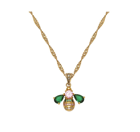Amelia Scott Gold Beatrice Bee Green Pink Necklace