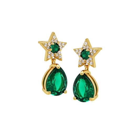Amelia Scott Gold Celeste Green Star Drop Earrings
