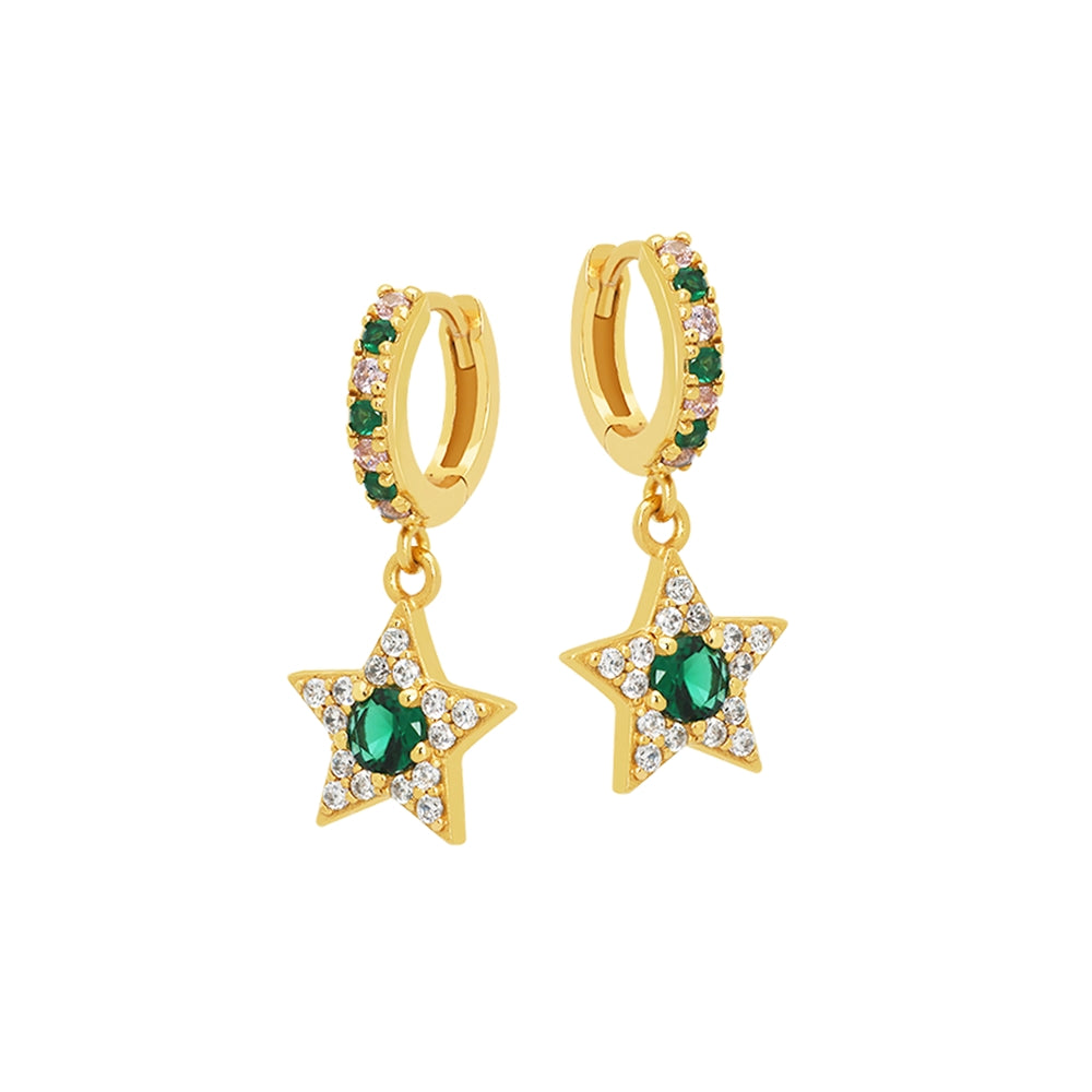 Amelia Scott Gold Celeste Green Star Huggie Earrings