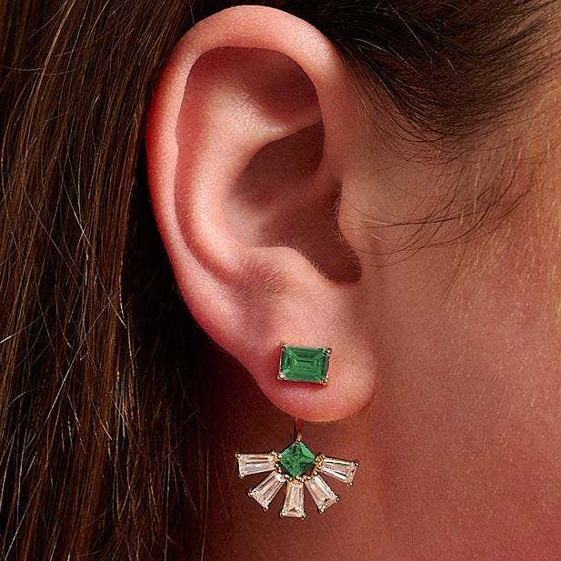 Amelia Scott Gold Lola Art Deco Fan Jacket Earrings