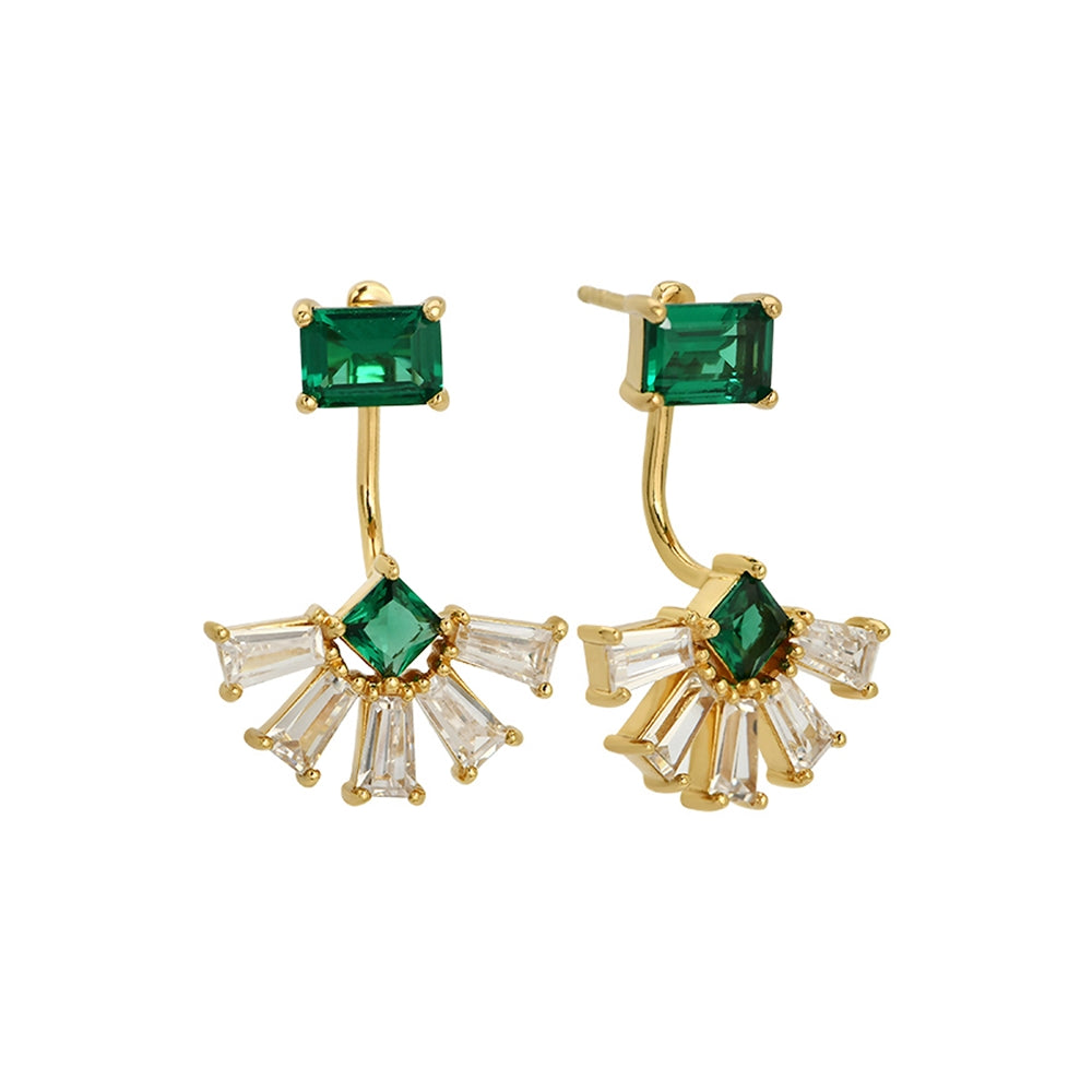 Amelia Scott Gold Lola Art Deco Fan Jacket Earrings