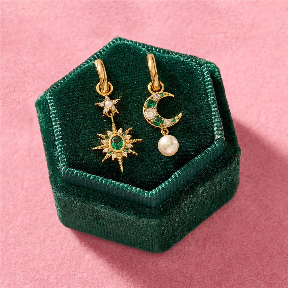 Amelia Scott Gold Luna Moon & Star Asymmetrical Drop Earrings