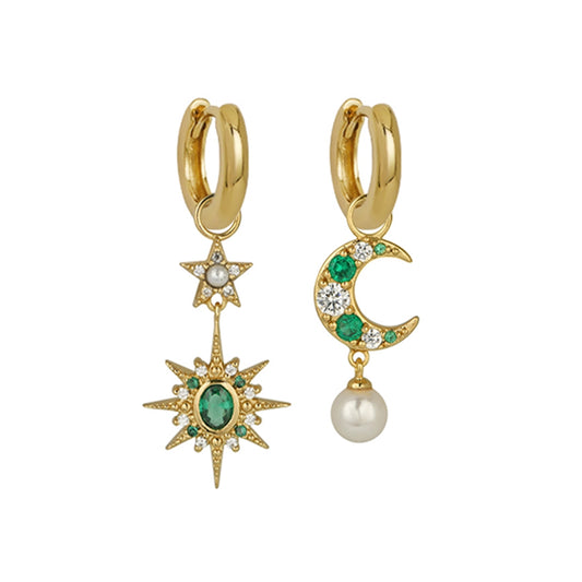 Amelia Scott Gold Luna Moon & Star Asymmetrical Drop Earrings