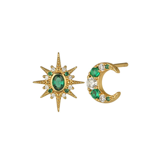 Amelia Scott Gold Luna Moon & Star Asymmetrical Earrings