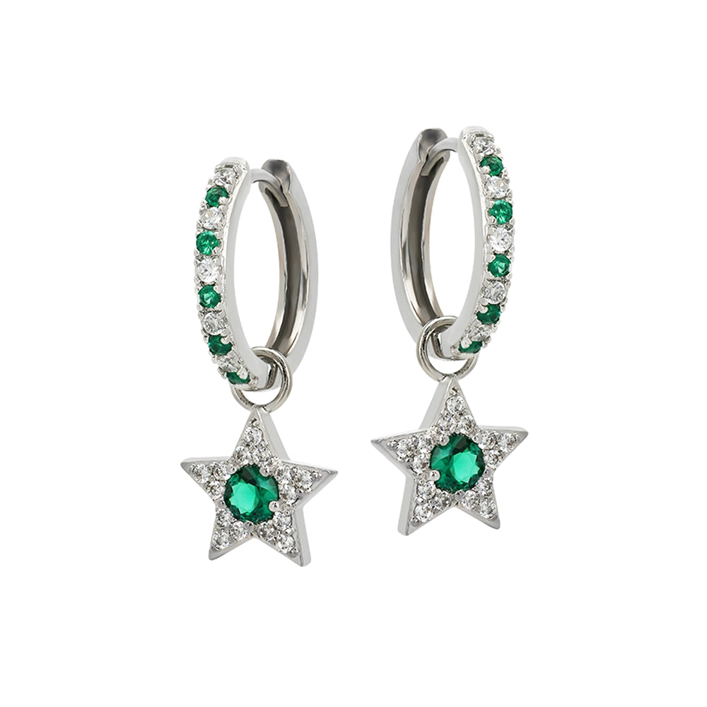 Amelia Scott Silver Celeste Green Star Huggie Earrings