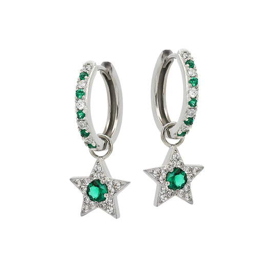 Amelia Scott Silver Celeste Green Star Huggie Earrings