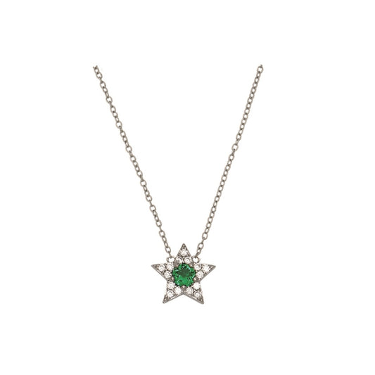 Amelia Scott Silver Celeste Mini Green Star Necklace