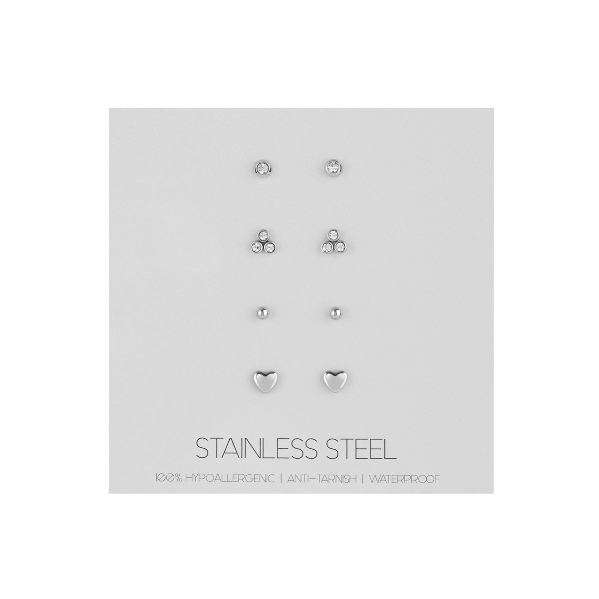 Over & Over Silver Stainless Steel Earring 4 Pack