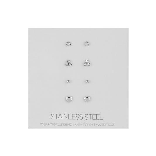 Over & Over Silver Stainless Steel Earring 4 Pack