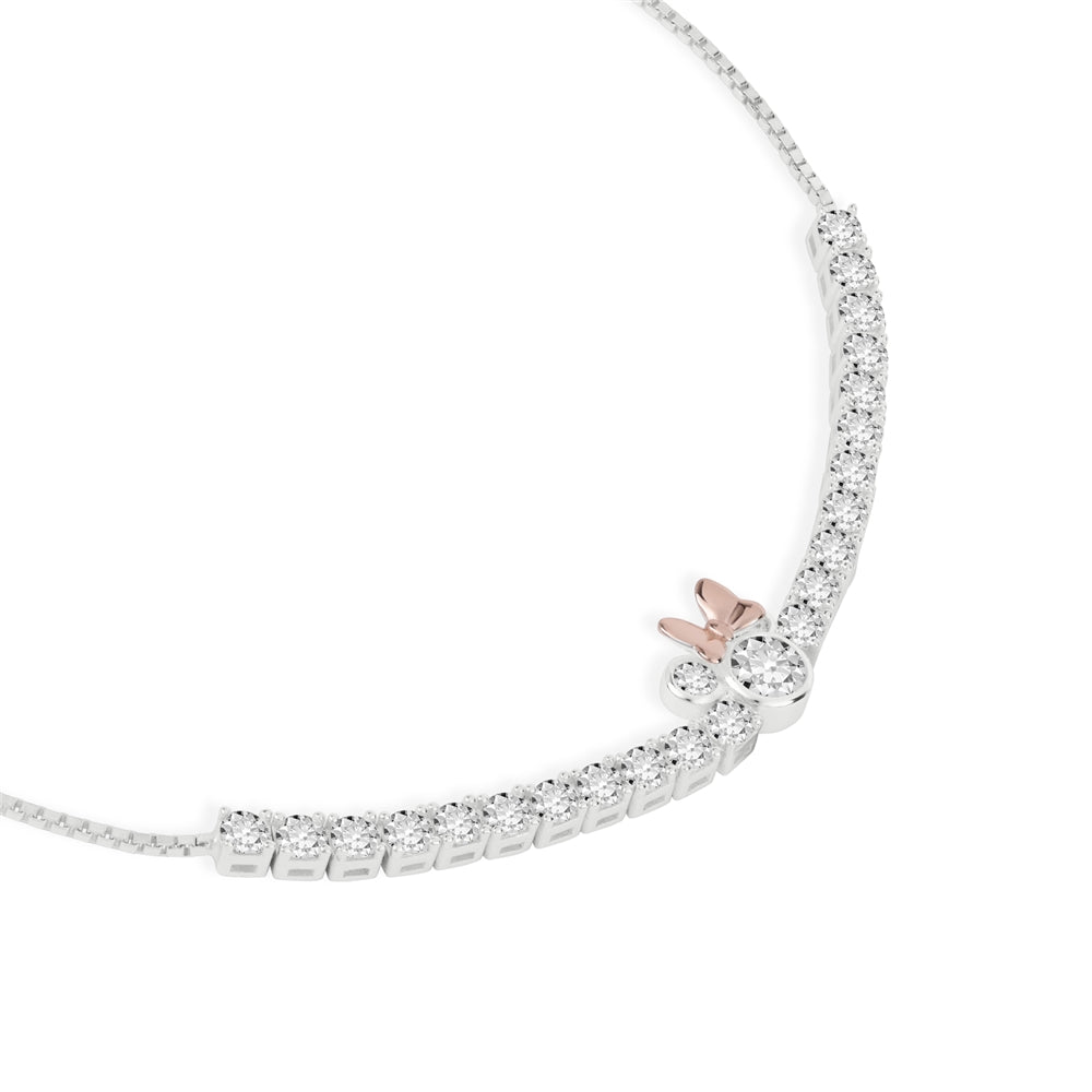 Disney Silver Rose Gold Minnie Tennis Slide Bracelet