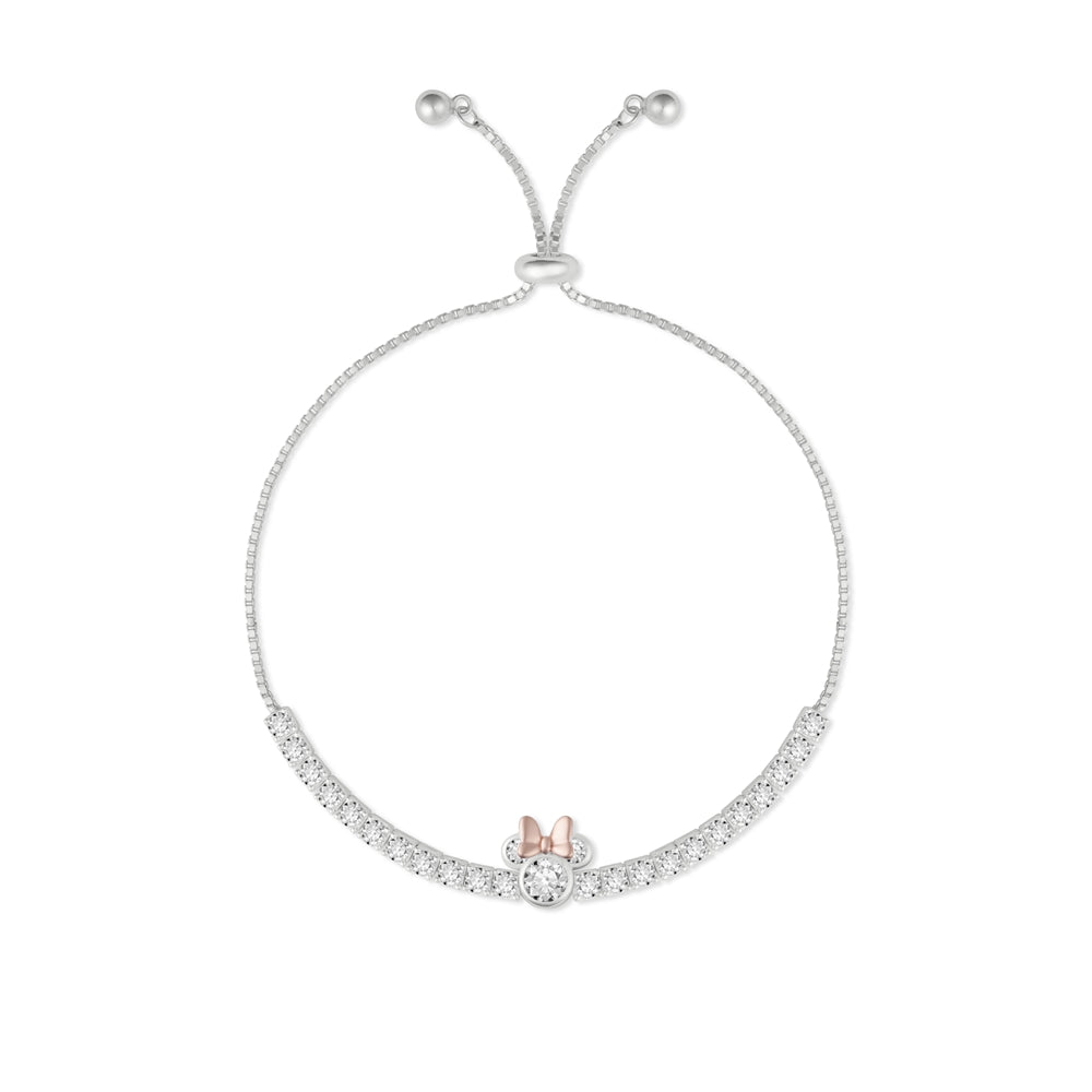 Disney Silver Rose Gold Minnie Tennis Slide Bracelet