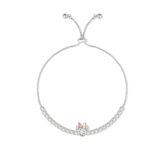 Disney Silver Rose Gold Minnie Tennis Slide Bracelet