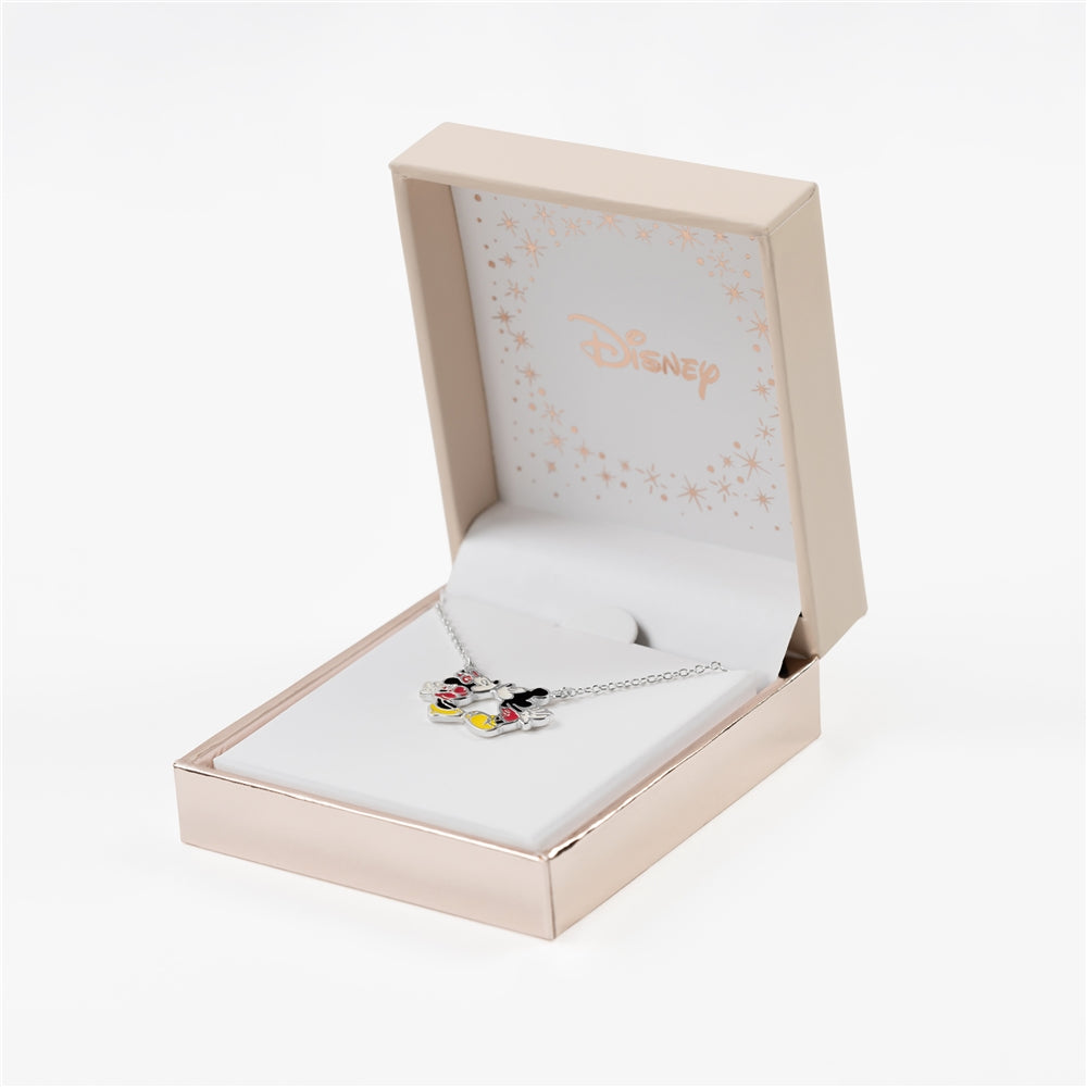 Disney Silver Minnie + Mickey Enamel Necklace