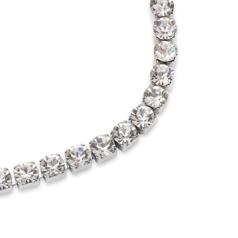 Over & Over Silver Stainless Steel Crystal Pull Bracelet