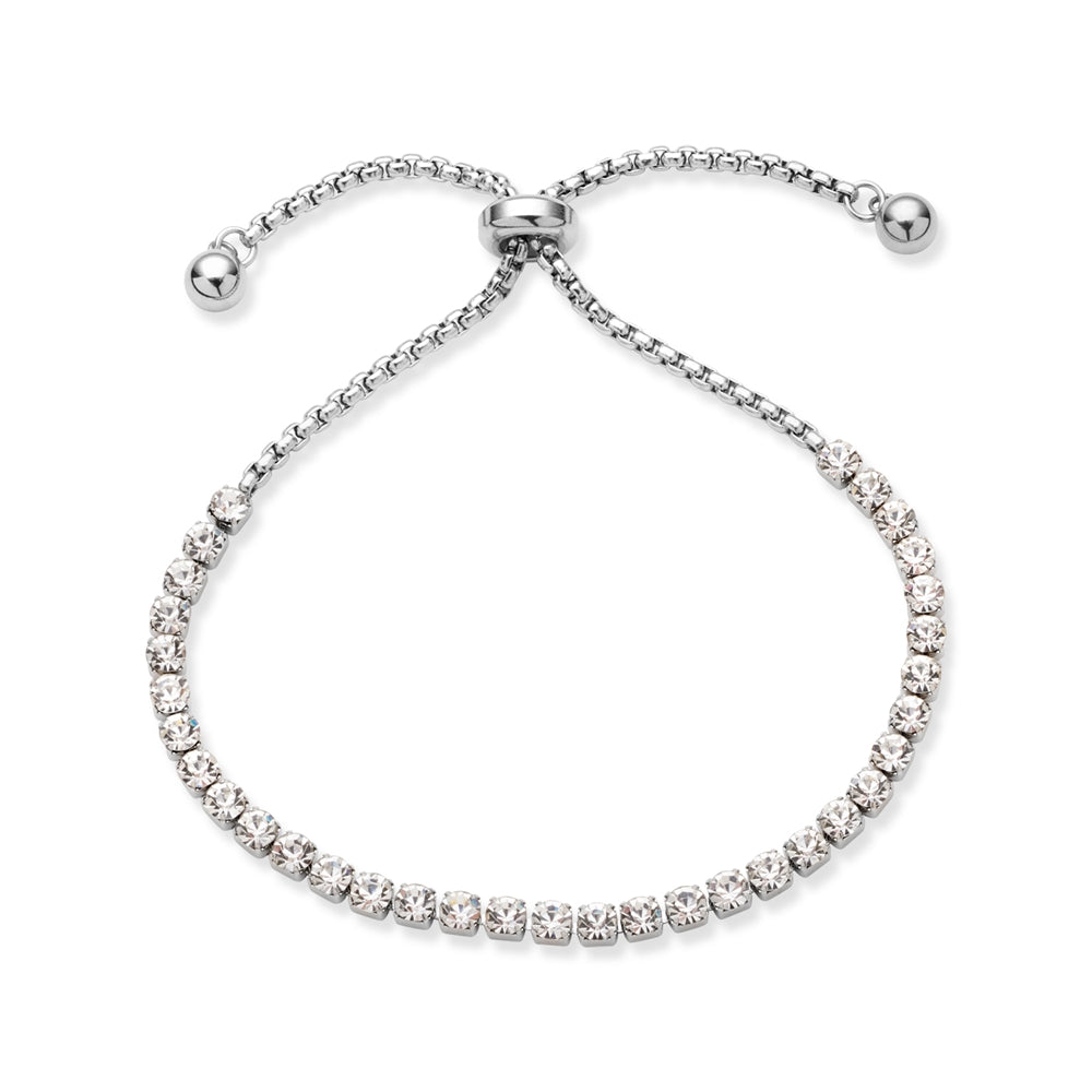 Over & Over Silver Stainless Steel Crystal Pull Bracelet